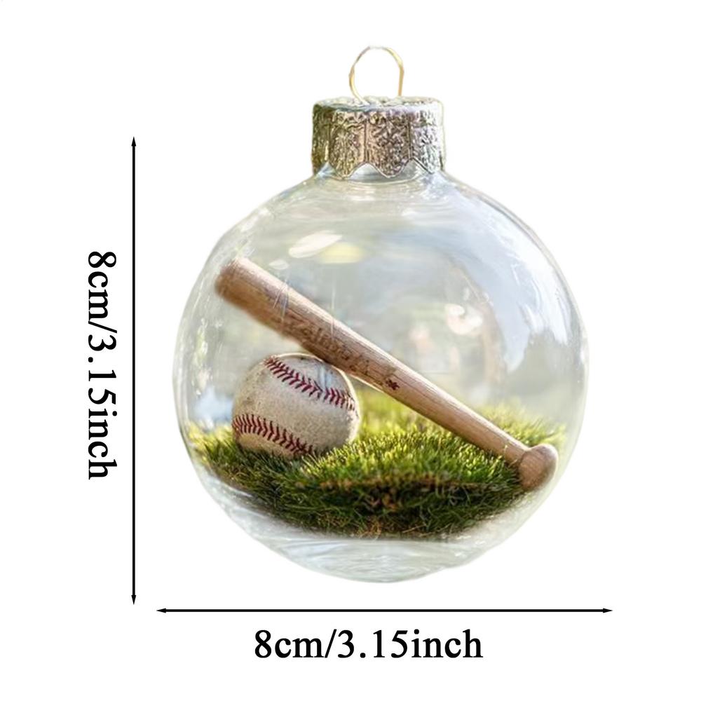 Mini 3D Acrylic Transparent Christmas Tree Decoration Pendant Baseball Football Golf Ball Tennis Hangable Christmas Ornament