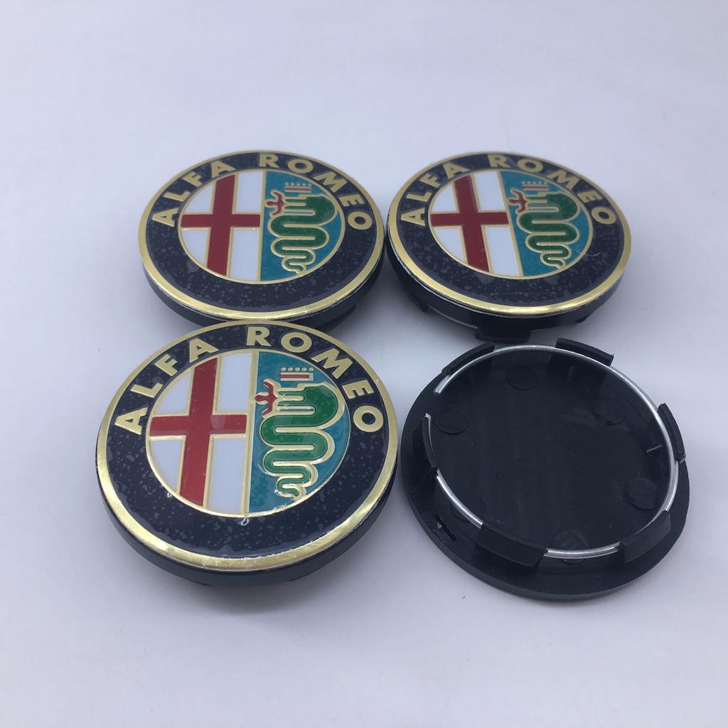 IDRQ9 4PCS 60mm Automotive Hub Cover Decoration Logo Center Cover Protective for Alfa Romeo Giulia Giulietta 159 Mito Spider GTA