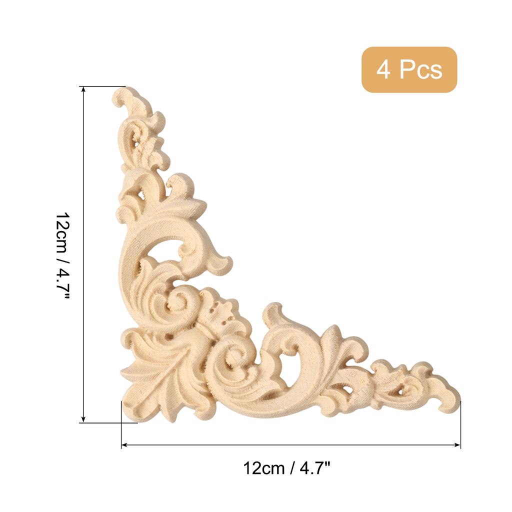 4 шт. Деревянные резные дверные шкафы, деревянные аппликации, накладки, фигурки, ремесло, домашний декор, неокрашенные углы, резные наклейки, настенное украшение