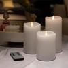 Flickering Flameless Candles, Battery Operated Candles with Timer, Real Wax Pillar Electric LED Candle for Wedding Christmas Party (White)