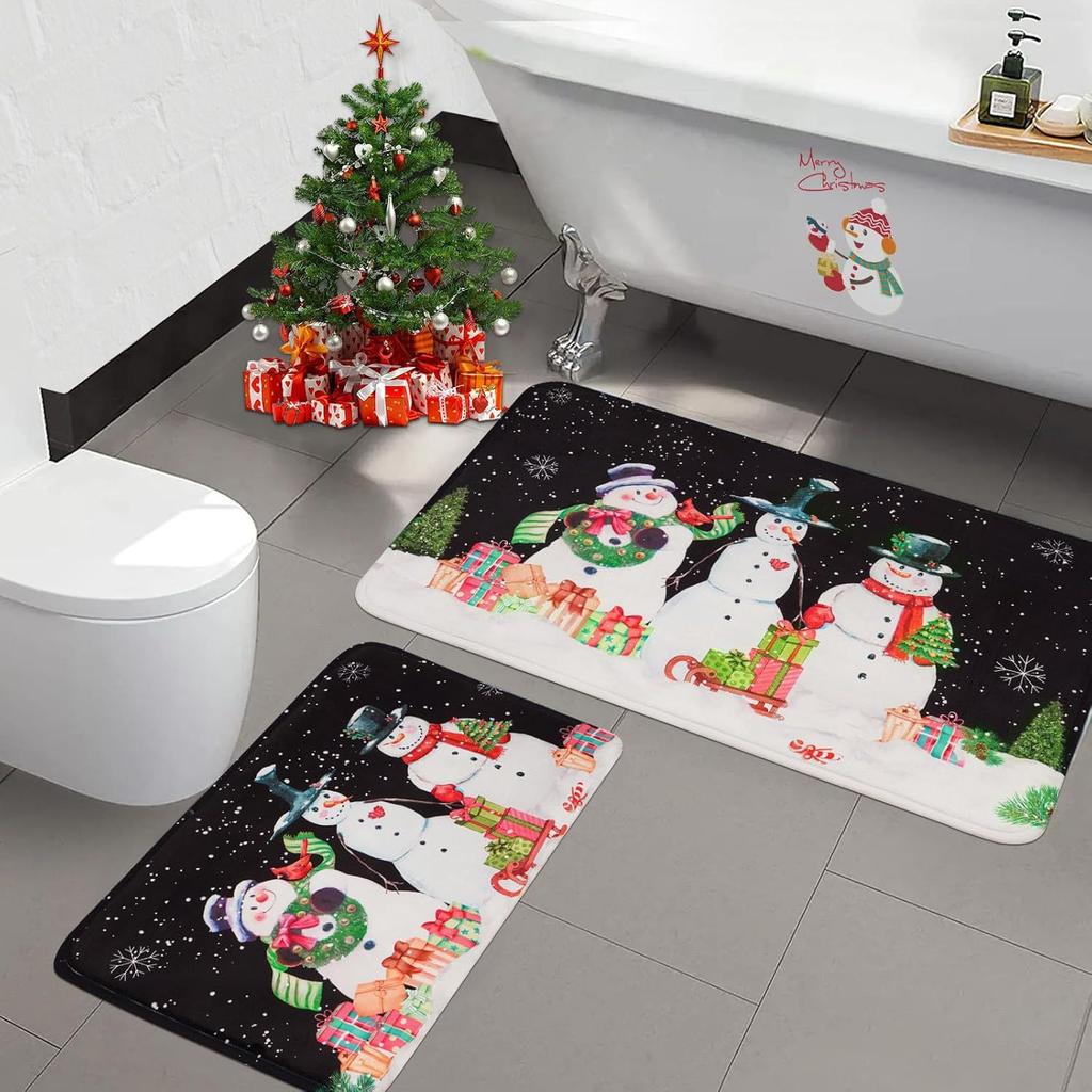 Рождественский коврик для ванной комнаты, впитывающий воду, быстросохнущий и противоскользящий коврик для ног, коврик для ног с диатомовой грязью