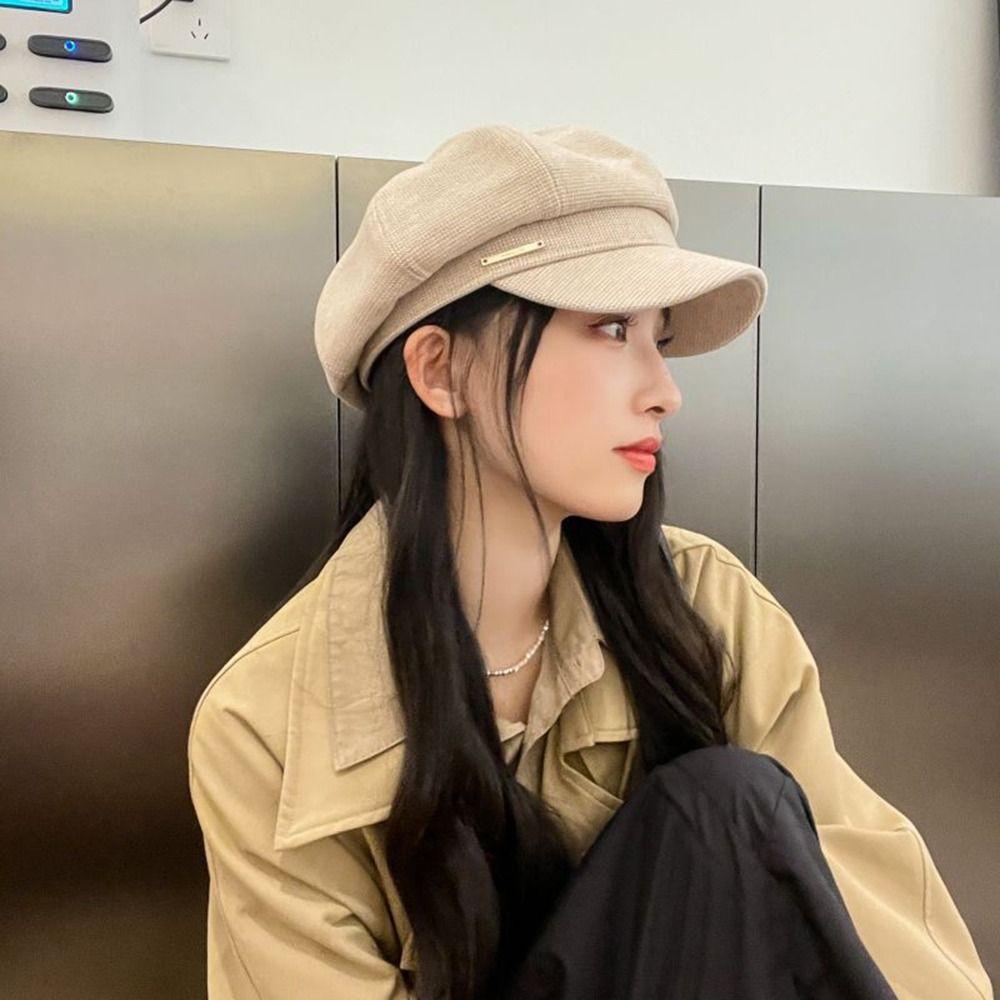 For Women Artist Hat For Girls Korean Style Octagonal Cap Woolen Beret Women Visors Cap Painter Hat