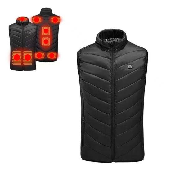 Men Heated Puffer Vest USB Electric Graphite Heating Windproof Thermal Waistcoat Winter Outdoor Activities Down Cotton Vest Coat