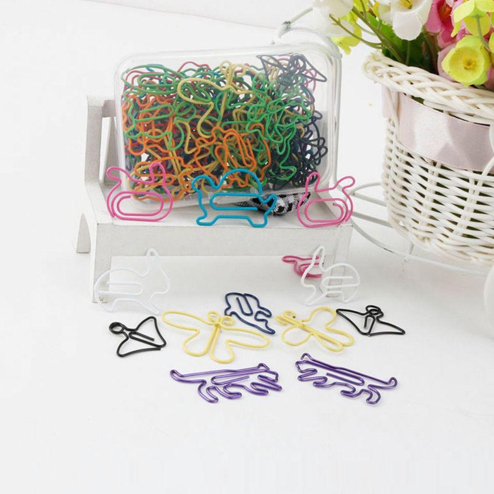 60pcs Plastic-coated Metal Paper Clip 12 Kinds Memo Clips Bookmarks School Stationery Office