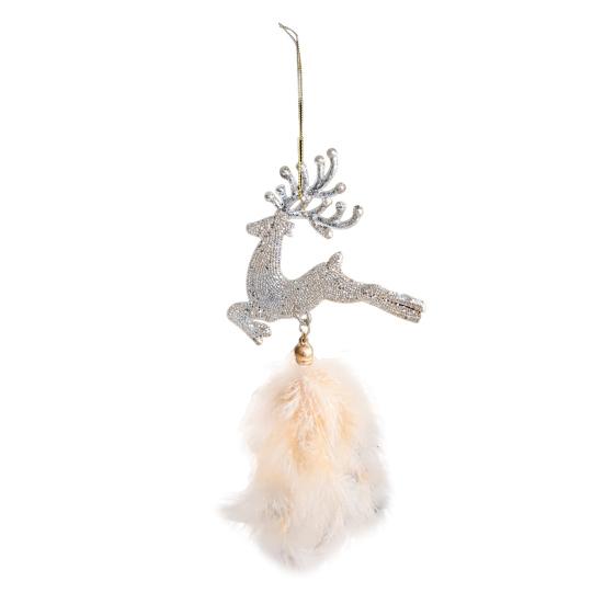 Рождественское украшение на елку Снежинка Плюшевая подвеска Подвеска для елки с перьями Пайетки Колокольчики Зимний новогодний декор для вечеринки