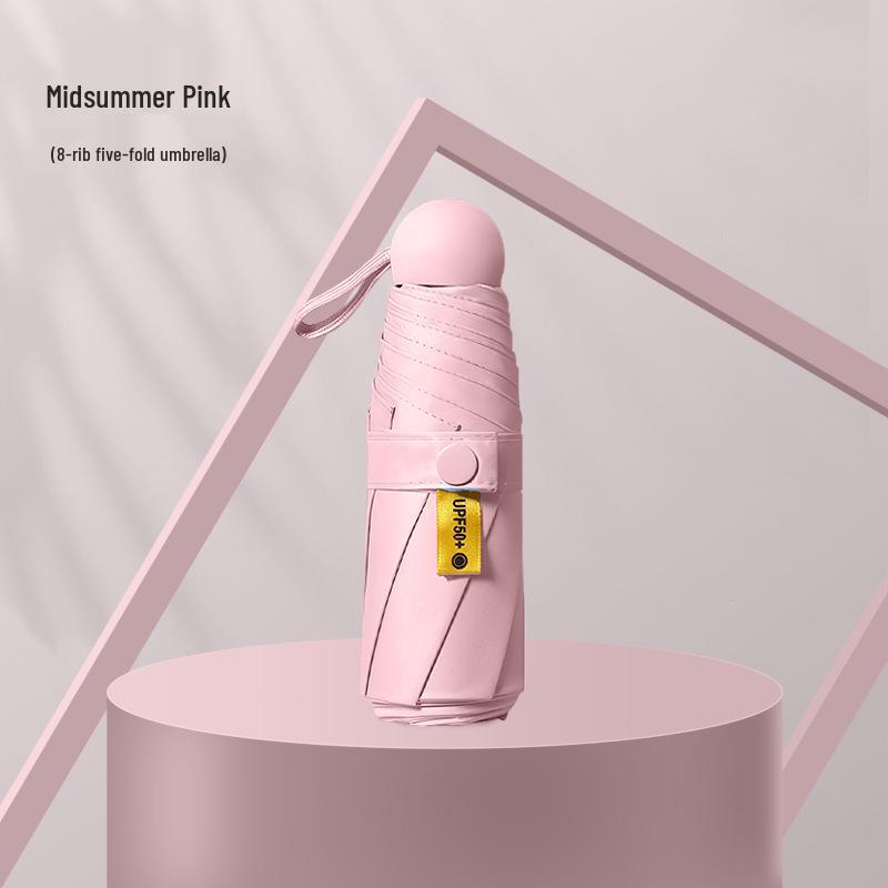 Компактный складной зонт с защитой от УФ-лучей и черной подкладкой