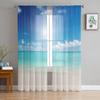 Blue Seaside Beach Clouds Sheer Curtains for Living Room Decoration Window Curtains for Kitchen Tulle Voile Organza Curtains