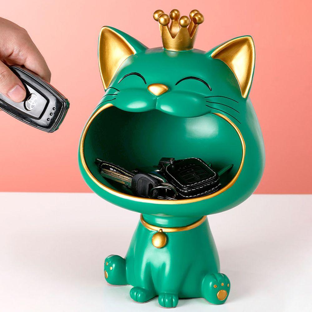 Поднос Столик Украшение Хранение Орнаменты Ключница Скульптура Кошки Хранение Ювелирных Изделий Статуэтка Счастливого Кота