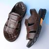 Fashion Sandals for Men High Quality Cowhide Leather Sandals Fashion Casual Beach Shoes Summer Peep Toe Men Flat Sandals Chanclas Hombre