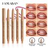 With Silicone Brush Lip Liner Pen Double-head Automatic Silky Soft Coffee Brown Smudging Full Lip Shape Outline Contour Makeup