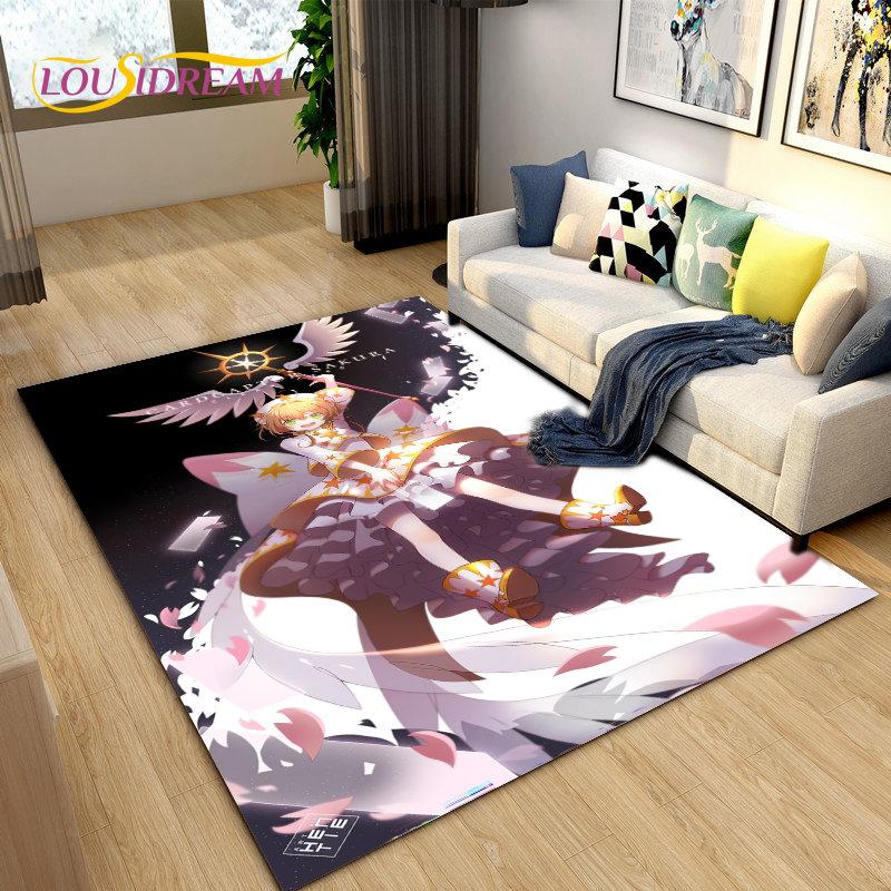 Ковер с изображением сакуры Cardcaptor Cute Cartoon Area Rug, ковер для гостиной, спальни, дивана, коврика для украшения, детский игровой нескользящий коврик для пола