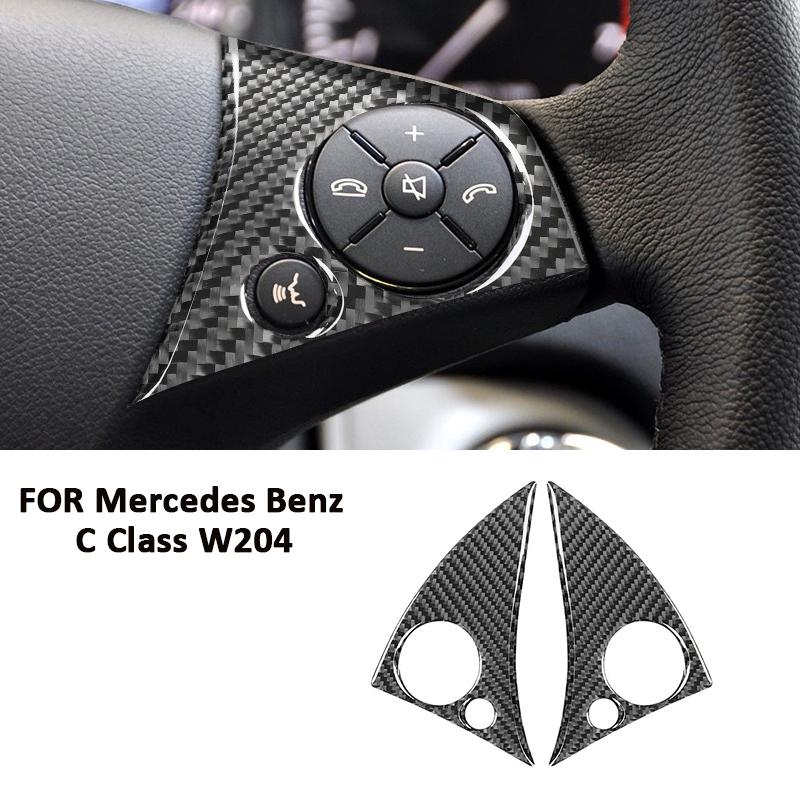Carbon Fiber Car Interior Steering Wheel Button Panel Trim Frame Decoration Sticker For Mercedes Benz C Class W204 2007-2014