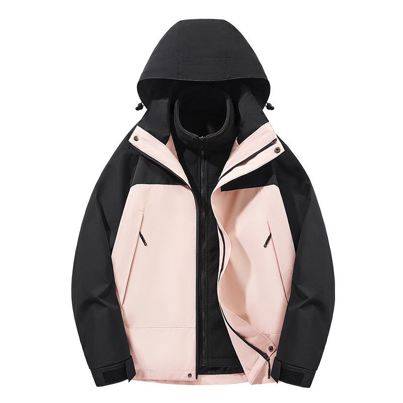 New Jacket Hooded Frock Outdoor Windproof Jacket Simple and Handsome Detachable Liner Cotton-padded Jacket