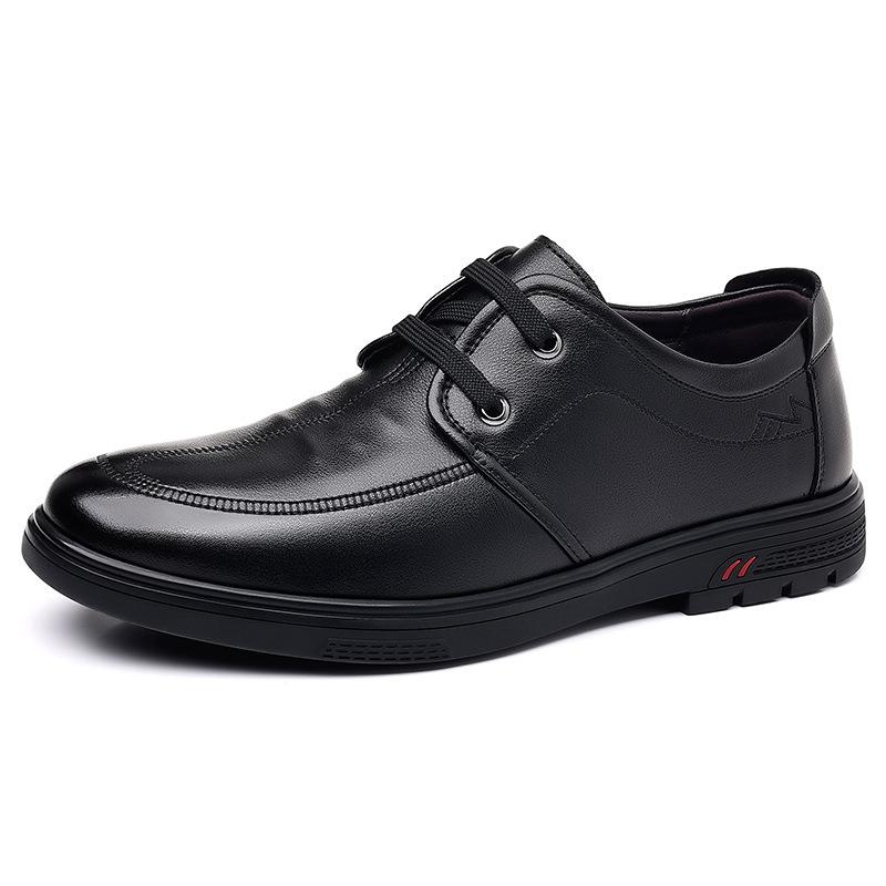 2025 летние новые повседневные кожаные туфли мужские в британском стиле повседневные деловые туфли с низким верхом рабочие туфли