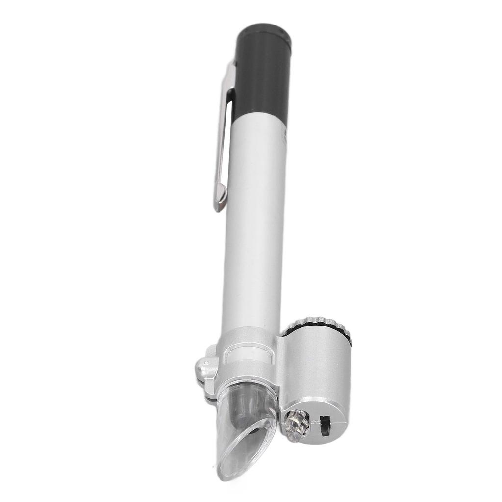 Pen Type Microscope 50X Clear Look Portable Pocket LED Magnifier with Scale for Laboratory Home Jewelry Shop