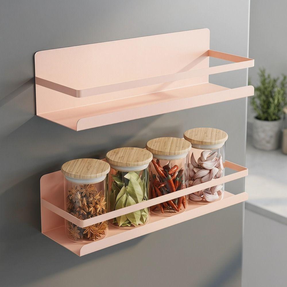 Wall Mounted Refrigerator Magnetic Shelf Punch Free Refrigerator Side Storage Rack Washing Machine