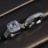 2pcs Double-layer Ladies Luxury Ring Set Silver Women's Ring  Valentine's Day Gift