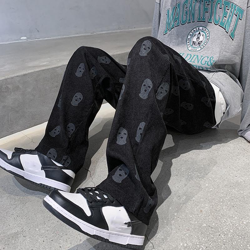 Мешковатые вельветовые мужские широкие брюки, весенняя мода, дизайнерские брюки с принтом, прямые спортивные штаны в стиле хип-хоп, мужские брюки большого размера, одежда Y2K