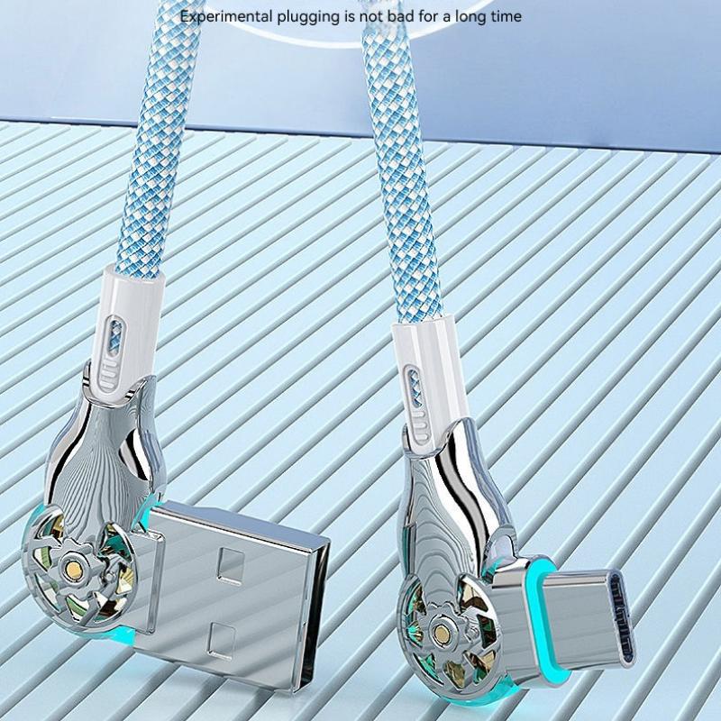 Кабель для быстрой зарядки с поворотом на 180 градусов, кабель USB A - Type C с легким цинковым сплавом, кабель для передачи данных, зарядное устройство USB Micro