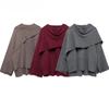 Cape Coat Women Scarf Collar Ponchos Shawl Long Sleeve Winter Woman Ponchos Cloak Knitted Cardigan