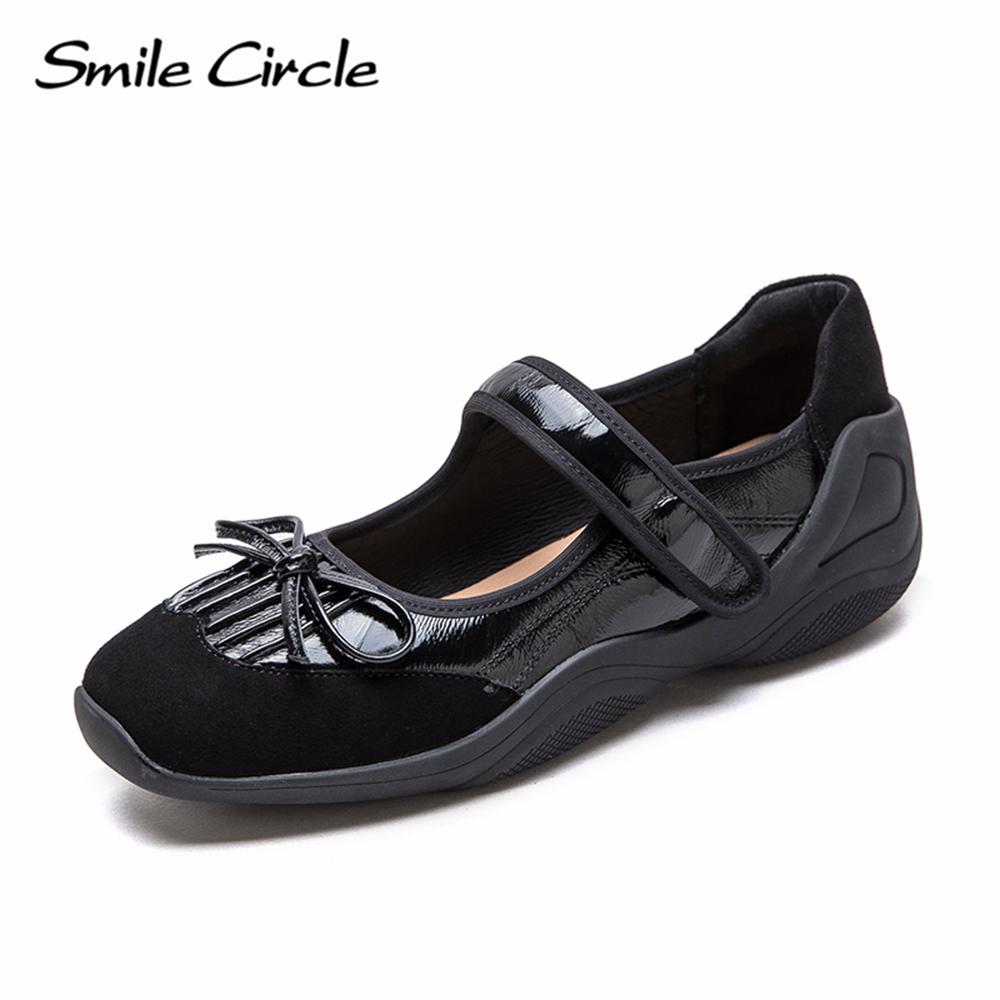 Женские туфли Мэри Джейн из натуральной кожи с круглым носком и пряжкой на толстой подошве, модные повседневные балетки