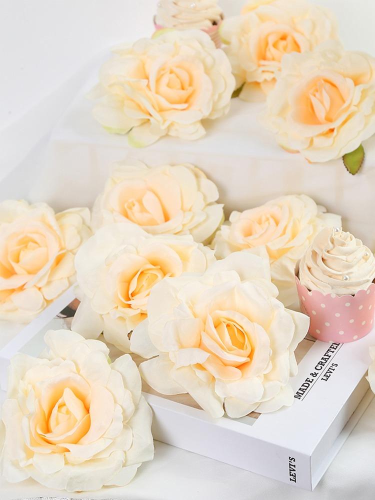 20 шт. головки искусственных цветов без стеблей оптом из шелковых головок роз для свадебных букетов своими руками цветочные праздничные столы украшения дома