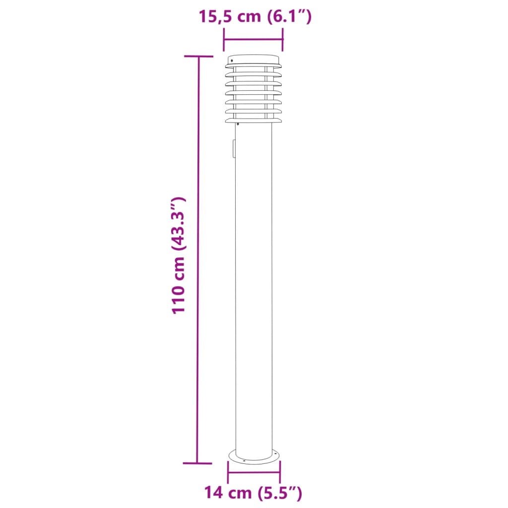 Path Light with Socket Silver 110 cm Stainless Steel
