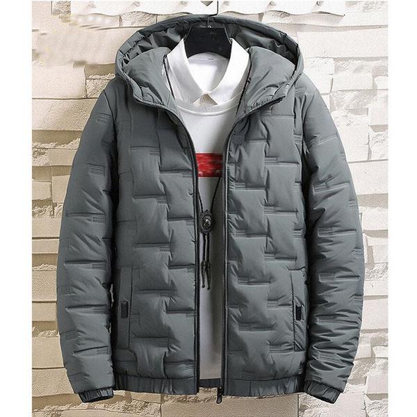 Мужская зимняя пуховая куртка, толстая и теплая уличная тонкая куртка, повседневная мужская короткая хлопковая куртка с капюшоном, пальто