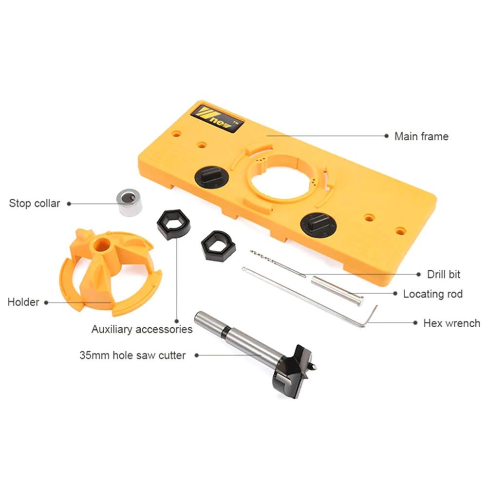 Скрытый 35-миллиметровый шаблон для сверления отверстий в форме чашки + сверло Форстнера, фреза по дереву, плотницкий столярный инструмент для самостоятельной работы