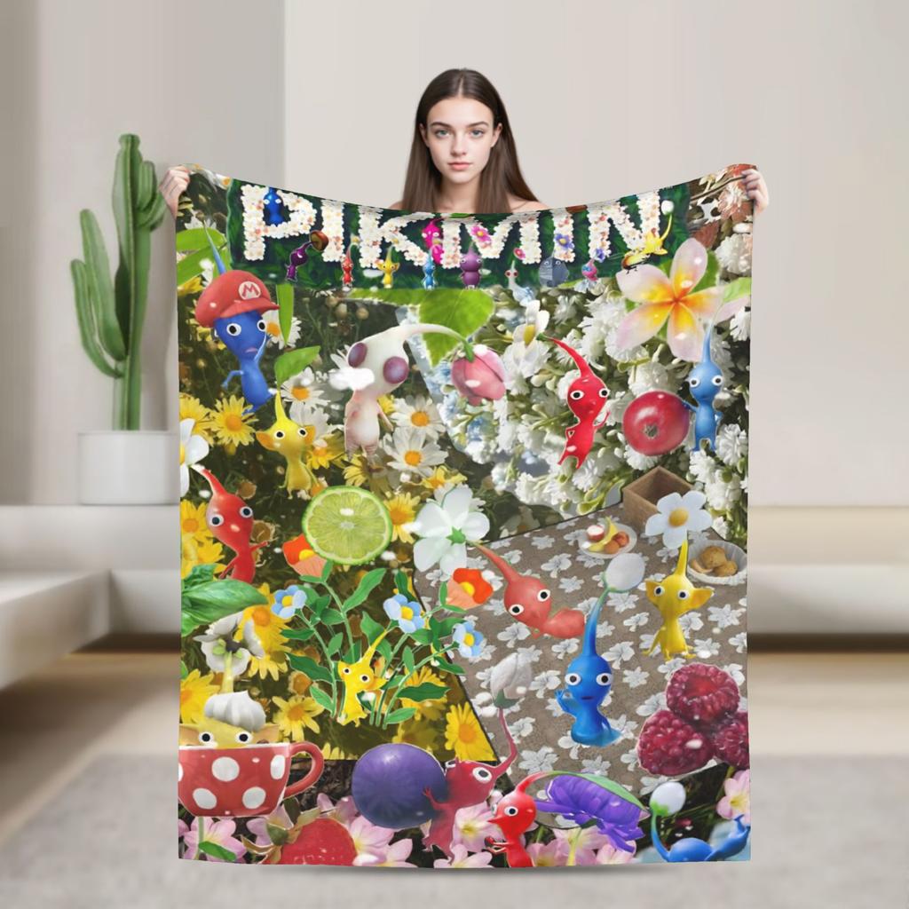 Pikmin Game Blanket Super Soft Fluffy Plush Throw Blanket For Couch Bed Airplane Travel Flannel Bedspread Bed Cover