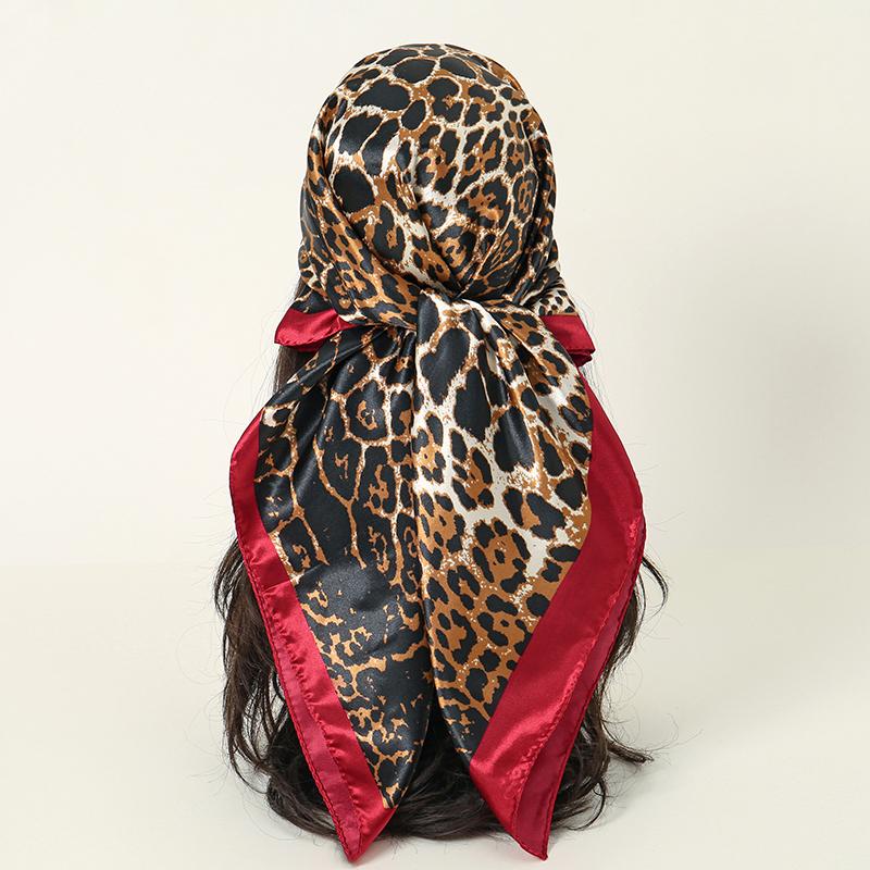Satin Square Scarf Women Muslim Hijab Elegant Print Silk Neckerchief Shawl Wraps Headband Handle Hair Accessories Bandana
