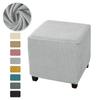 Polar Fleece Square Ottoman Covers Elastic Footrest Slipcover Stretch Stool Covers Living Room Furniture Protector Housse Pouf