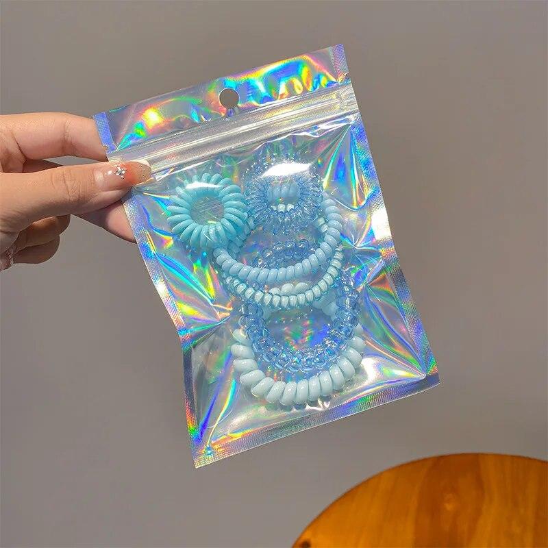 6pcs/bag Candy Color High Elastic Hair Bands Girls Hair Ties Frosted Spiral Cord Rubber Bands Rope Stretch Headwear Accessories