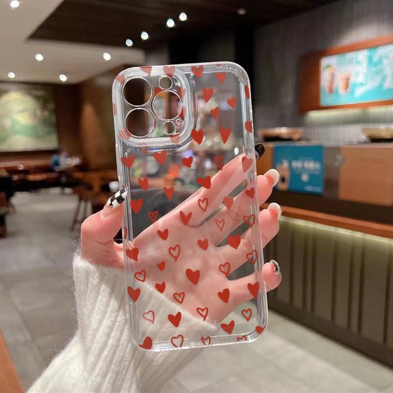 Сайт Temu популярный красный маленький сердечко чехол для iPhone iPhone17promax защитный чехол