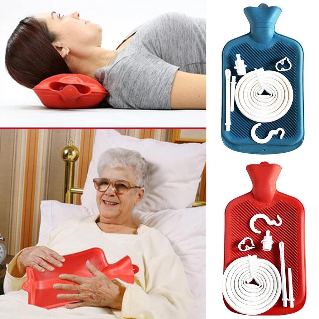 Enema Bag Kit Rubber Enema Cleaner  Includes 2L Hot Water Bottle 4.9ft Hose Controlled Water Flow Valve 2 Syringe Pipe Hook