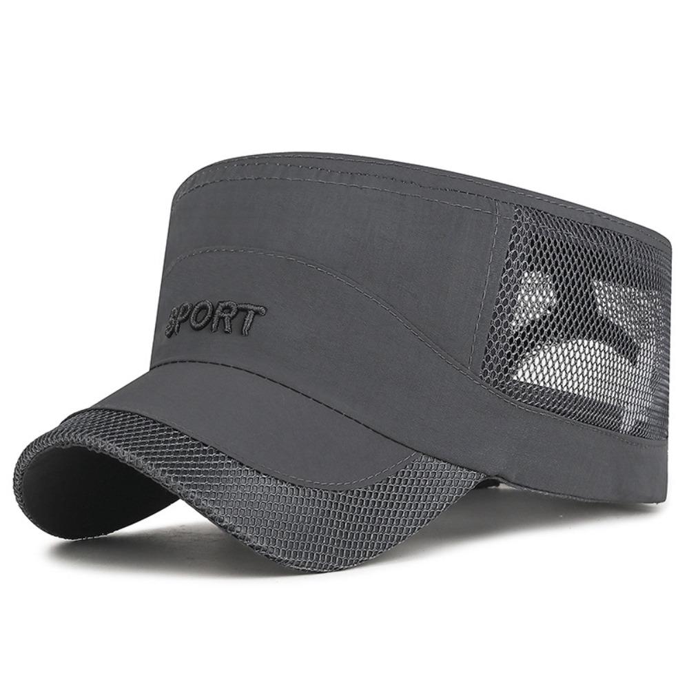 Adjustable Flat Top Cap Sun Protection Quick Drying Cap Retro Mesh Sun Hat  Sports Activities