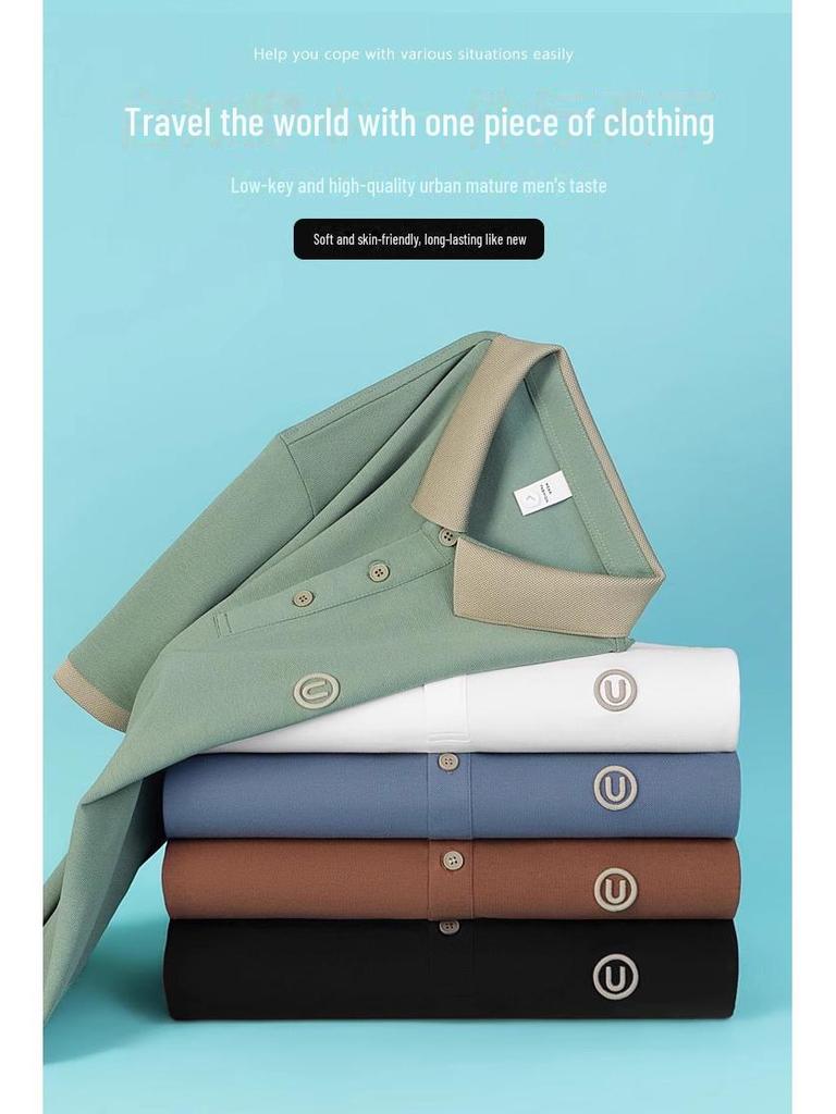 Мужская рубашка поло с коротким рукавом: Летняя повседневная легкая роскошь с вышитым лацканом для модных пап