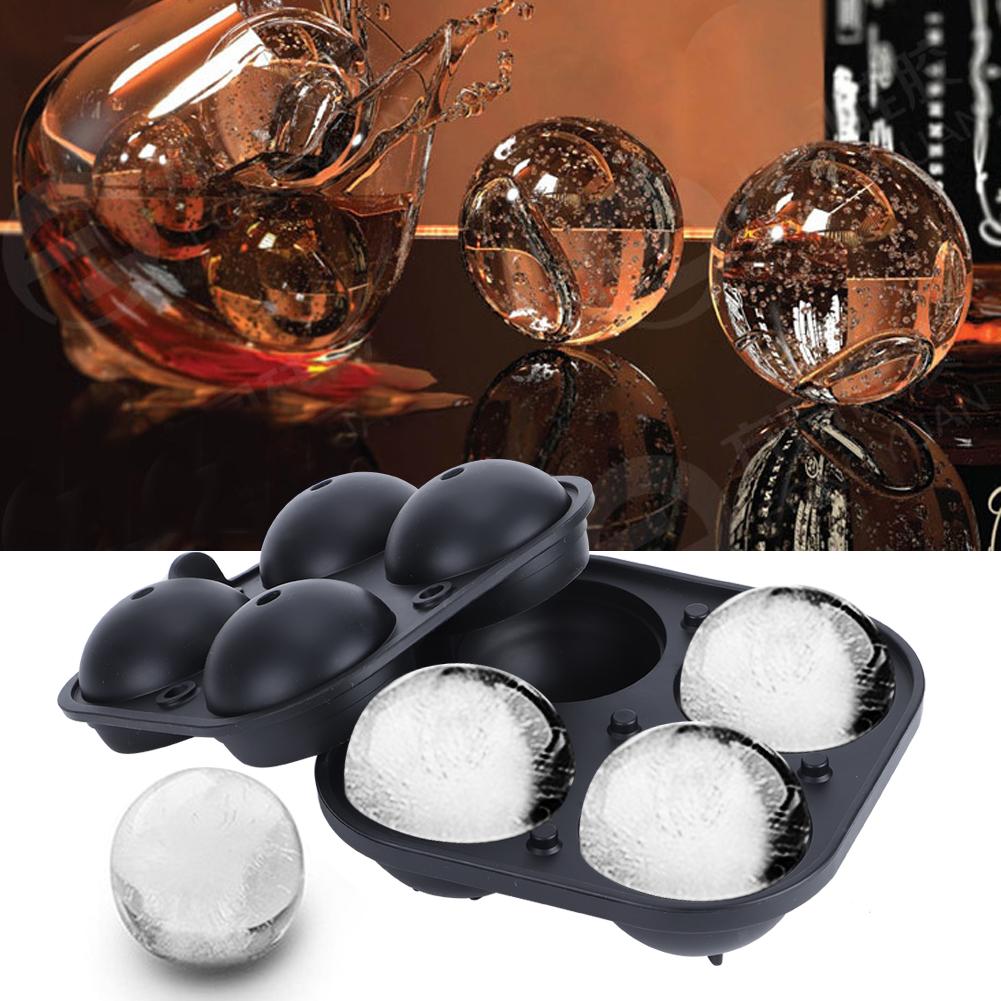 Multifunction DIY 4 Hole Non‑Stick Silicone Ice Ball Molds Maker Tray 6cm Kitchen Tools