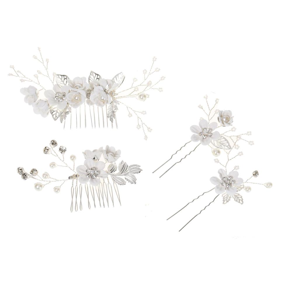 Романтическое Свадебное Украшение для Волос Невесты Листья Тиара Гребни для Волос Свадебные Заколки Синий Белый Цветок Заколка для Волос