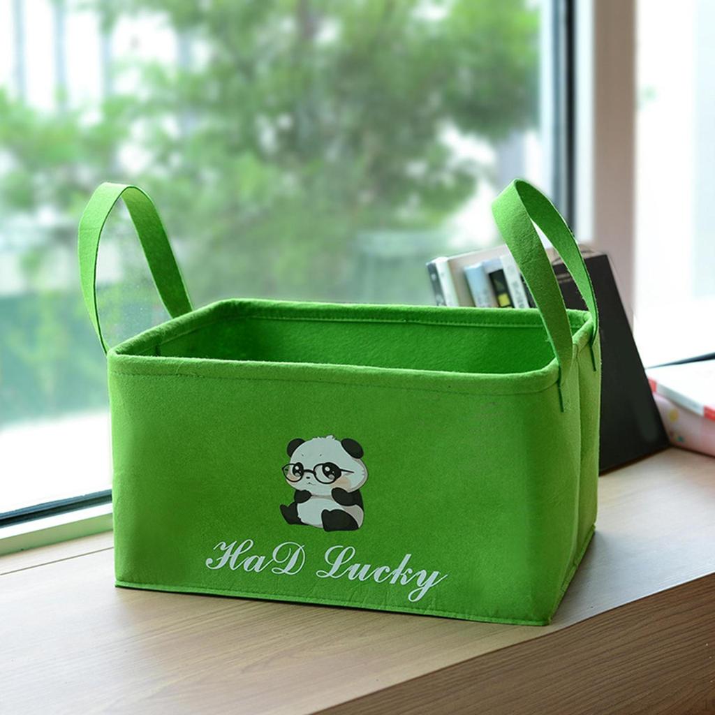 Dog Toy Organizer Bin Treats Organiser Box with Handles, Rectangular Felt Storage Basket for