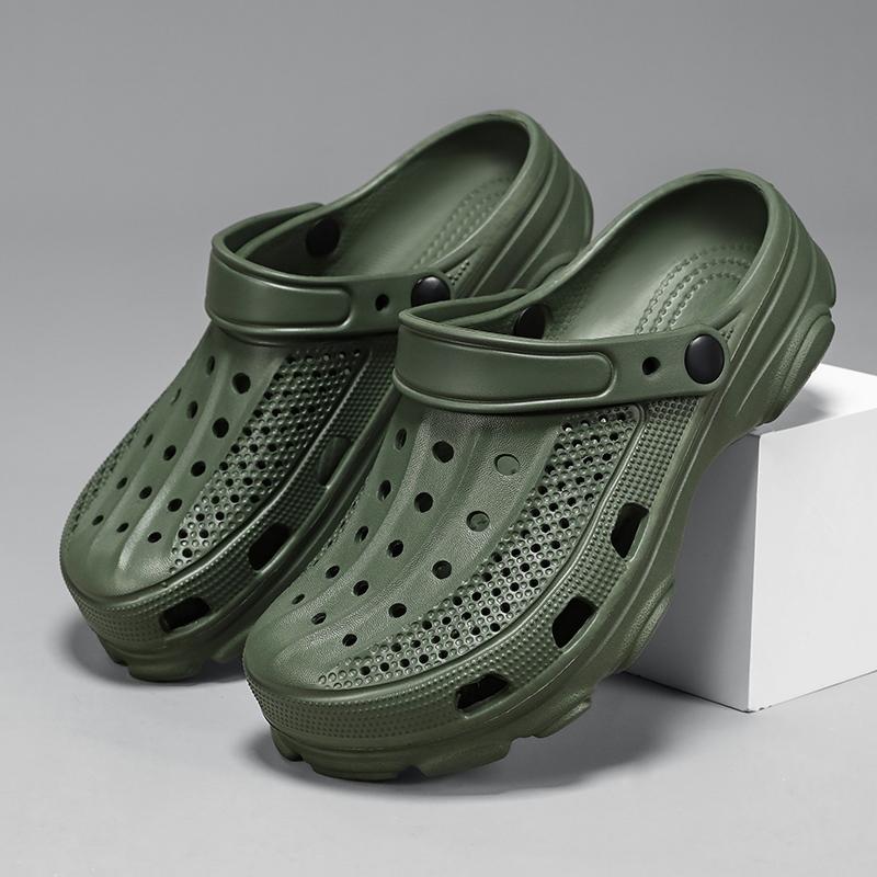 2024 новые модные пляжные тапочки нескользящие тапочки из ЭВА Bebealy мужские тапочки-сабо с отверстиями мужские тапочки для сада мужские слайдеры с поддержкой свода стопы