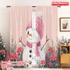 2pcs 2D Flat Printing Merry Christmas Popular Window Curtains Snowman Wearing Scarf Wreath 100% Polyester Fabric Without