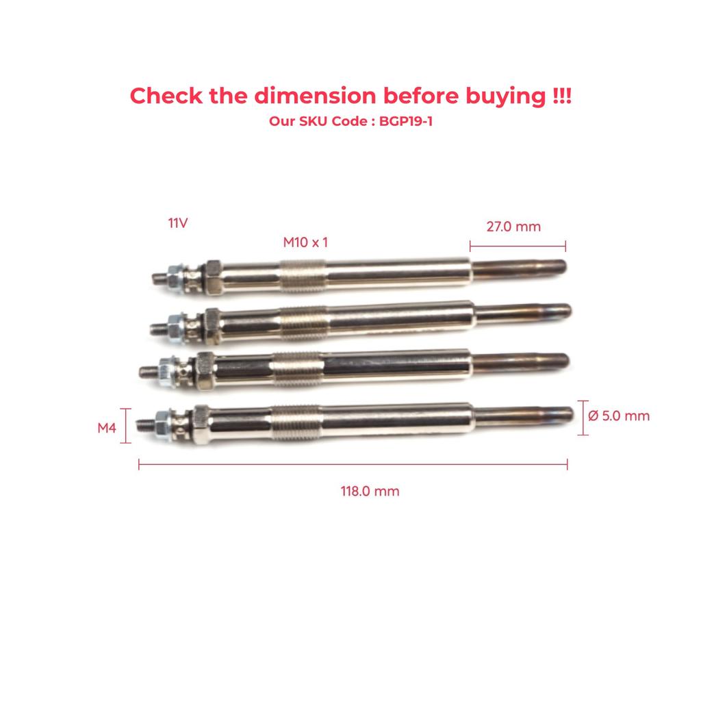 EGP19-1 4 Pcs Heater Glow Plugs GX117 596064 GN054 0100226492 for Ford Citroen Peugeot Fiat