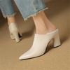 Модные Новые Осенне-Зимние Женские Туфли из Натуральной Кожи Модные Туфли с Острым Носком для Женщин Массивный Каблук Высокий Каблук Женские Туфли Лодочки