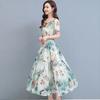 New Elegant Floral Fashion Dress Women's Summer Fashion Cover Belly Slim Long Flowing Dress Beach Skirt.