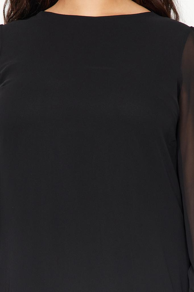 Women's Style Plus Size Dress Black Mini Woven Dress