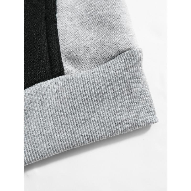 Men S Color Block Thick Hooded Pullover Sweatshirt