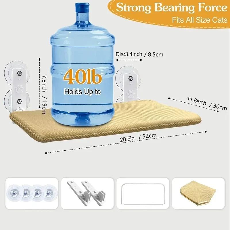 Складная кошачья жердочка для окна, беспроводной кошачий гамак для окна с 4 крепкими присосками, подоконник, лежанки для кошек, сиденье для домашних кошек внутри