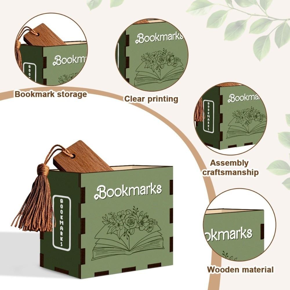 Book Shaped Bookmark Storage Box Wood Desktop Storage Box Bookmark Holder Desktop Organization