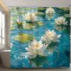 1 шт. Шторка для душа с принтом «Лотос Тайного Пруда», Водонепроницаемая полиэстеровая ткань с крючками, Можно стирать в машине, Устойчива к пятнам